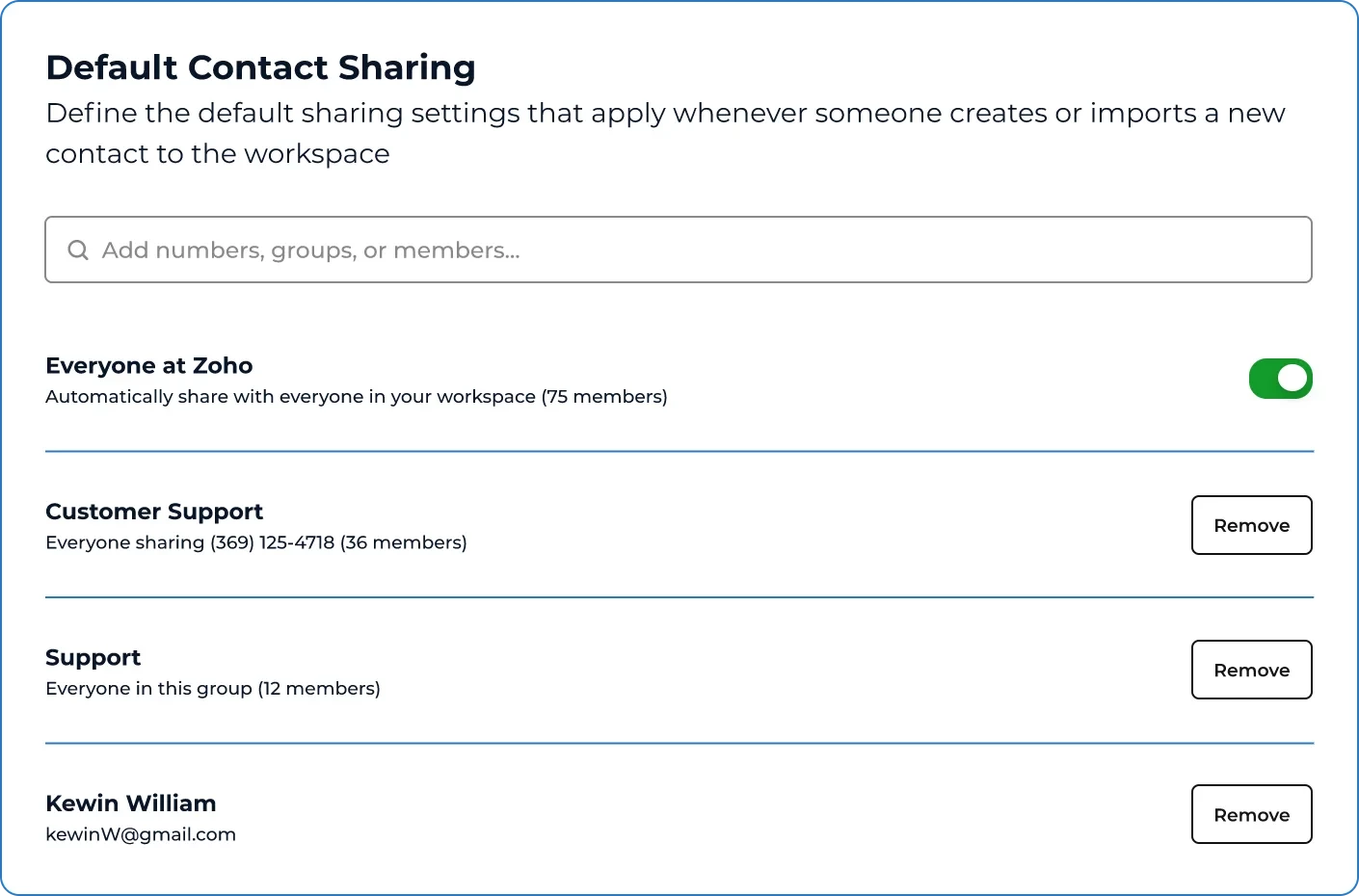 Unified contacts for teams