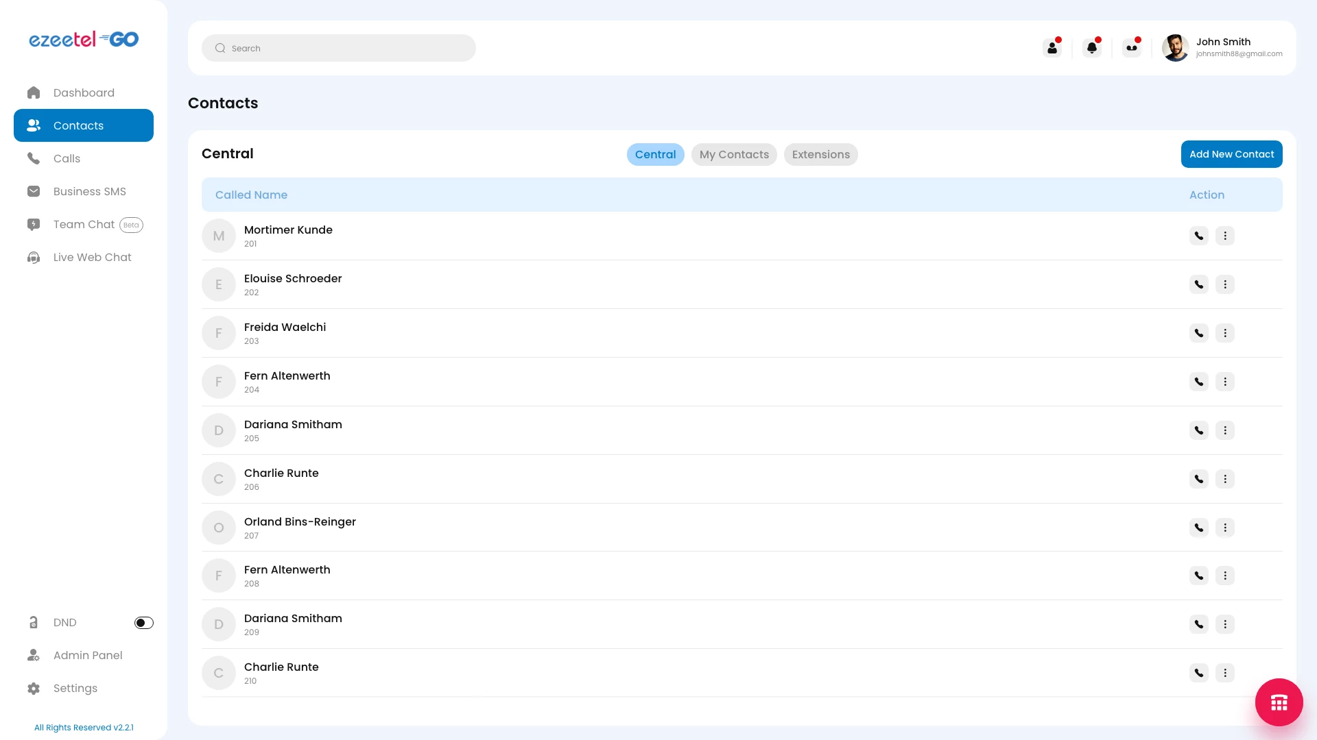 Cloud contact management